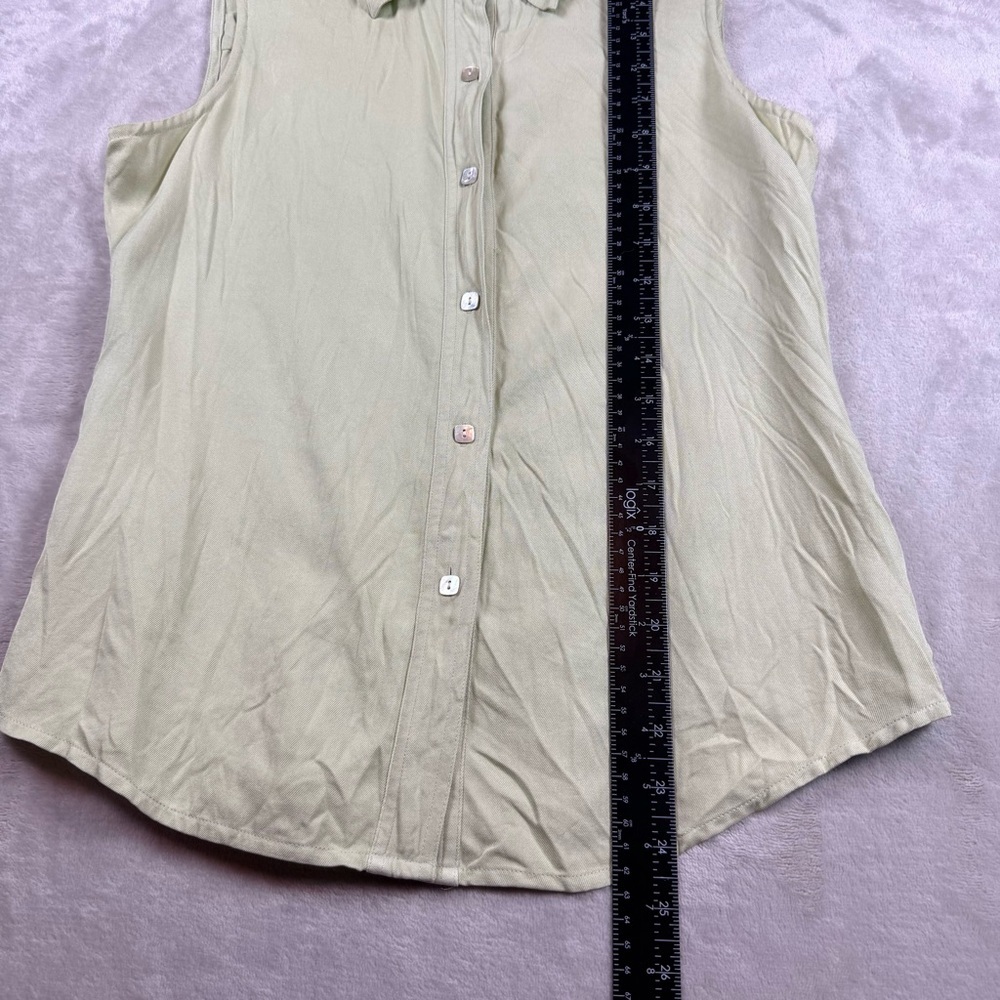 Talbots Collection 100% Silk Sleeveless Button Down Blouse Light Green Size 6 - Picture 6 of 7